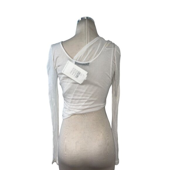 CHRISTOPHER ESBER Folded Crop Long Sleeve Top in Milk 0 New Womens Tee - Picture 10 of 16